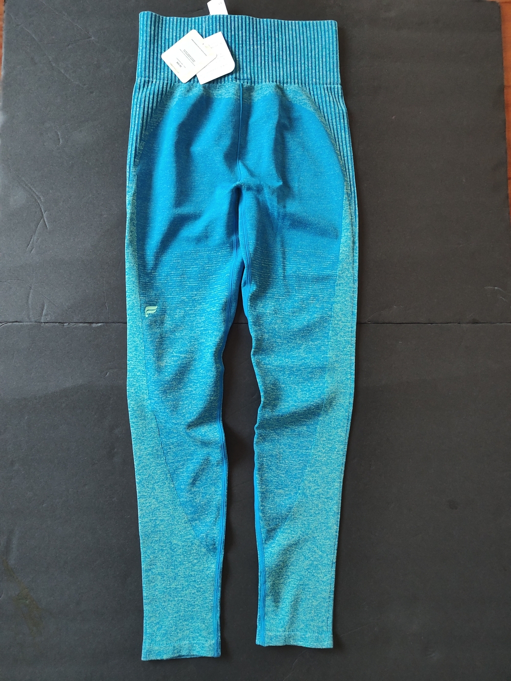 NWT Fabletics Women's Blue Teal Leggings Sport Pants Yoga High Waist Stretchy M